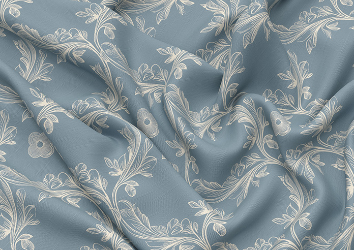 Trellis Prints, Vine and Bloom Raffs Blue - Twist&Fit Roman Blind - Image 4